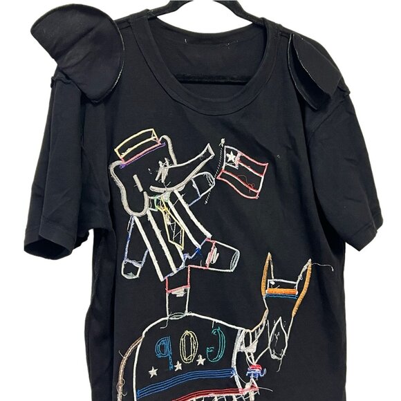 Designers Originals by Jill Rogers Vintage Graphic Shirt GOP 3D Embroidered Tee - Picture 11 of 13